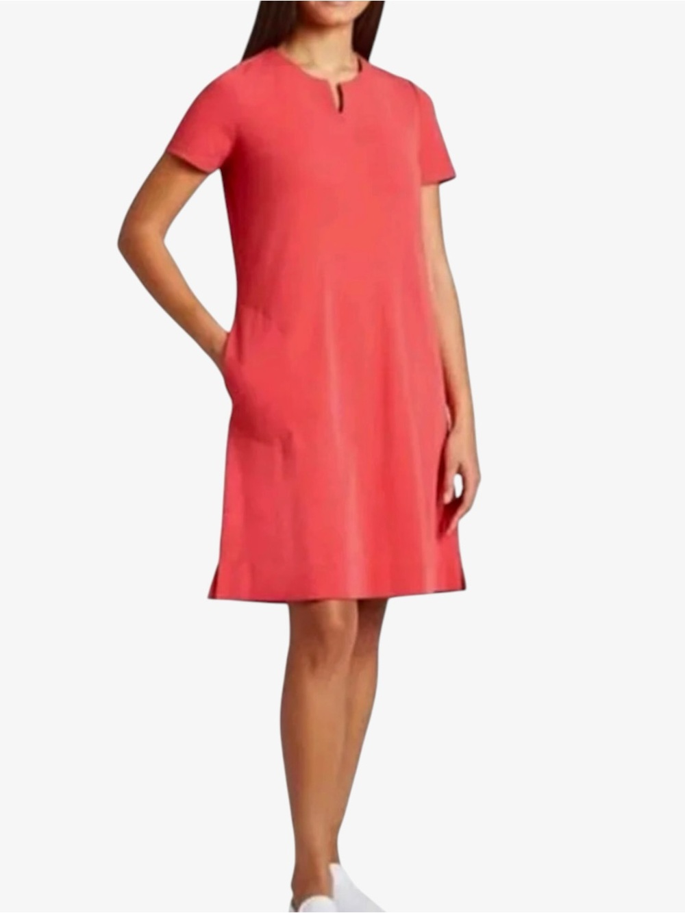 Ellen Tracy Coral Short Sleeve Shift Dress XL T-Shirt Dress Pima Cotton A-Line
